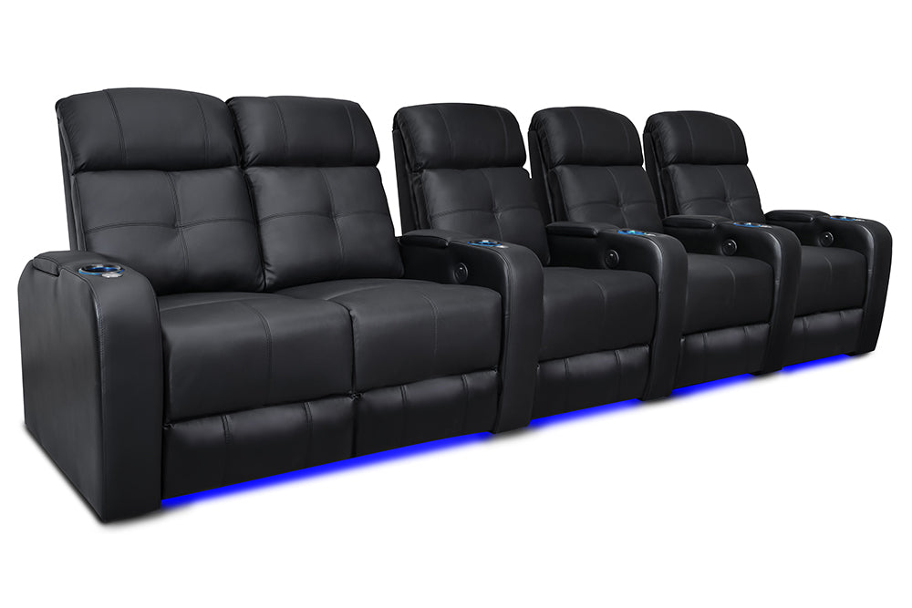 Valencia Verona Power Headrest Row of 5 Loveseat Left Black