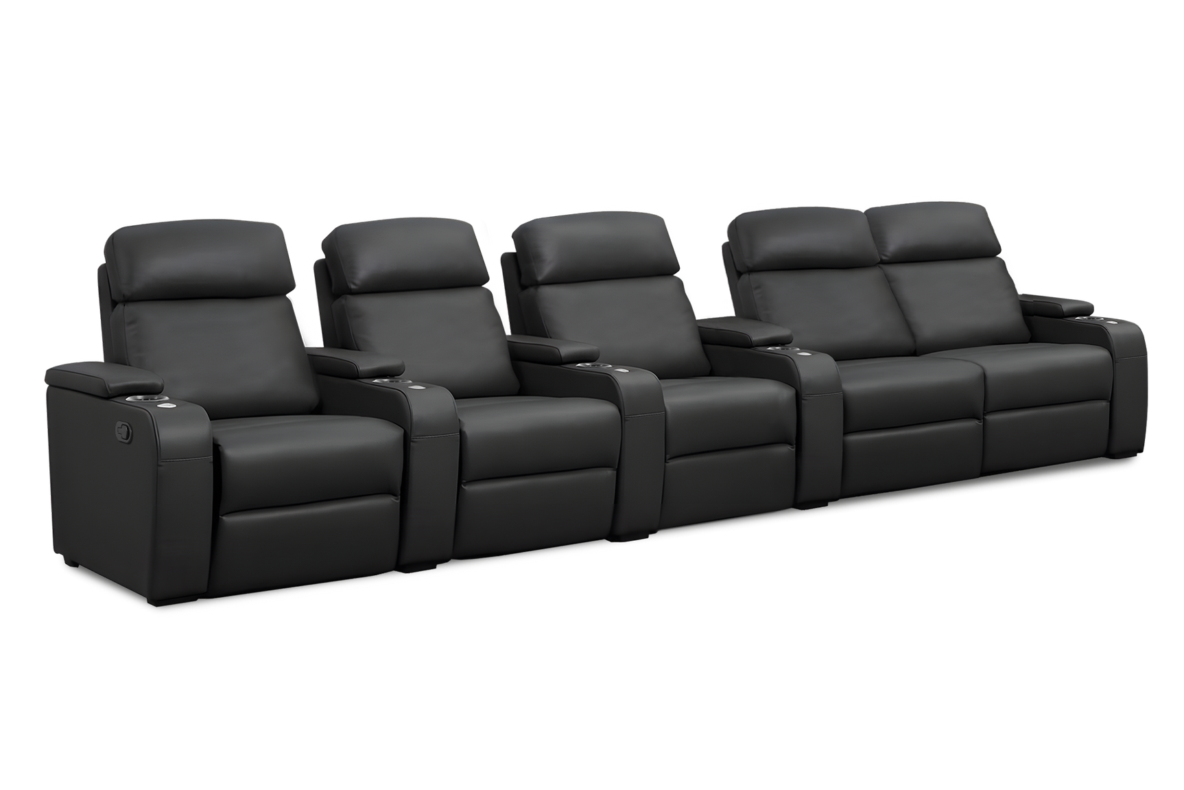 Valencia Bellagio Home Cinema Seating Manual Recliner Row of 5 Loveseat Right, Black