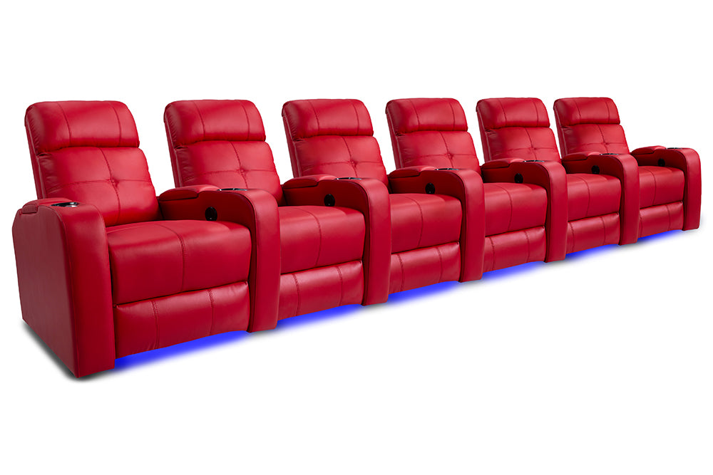 Red leather movie store theater seats