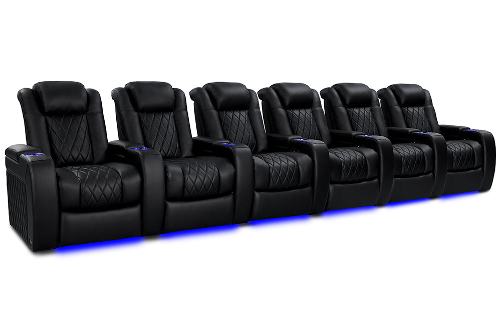 Valencia Tuscany Heat & Massage Home Theater Seating Row of 6 Black