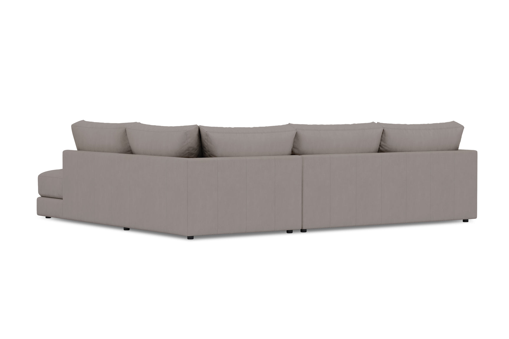 Valencia Serena Leather L-shape with Right Chaise Sectional Sofa, Light Grey