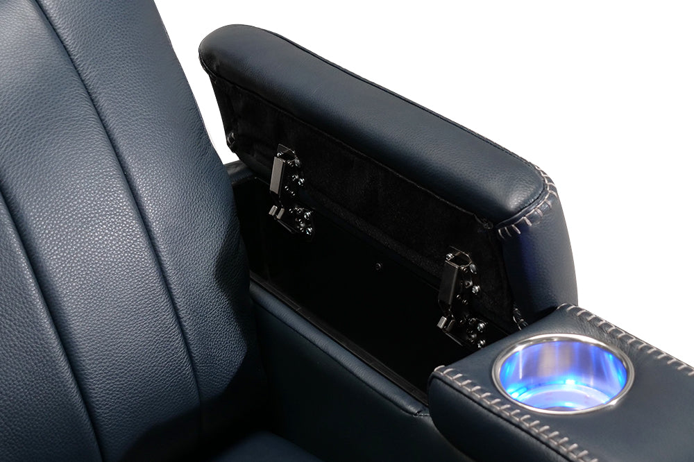 Glasgow Leather Recliner Navy Blue