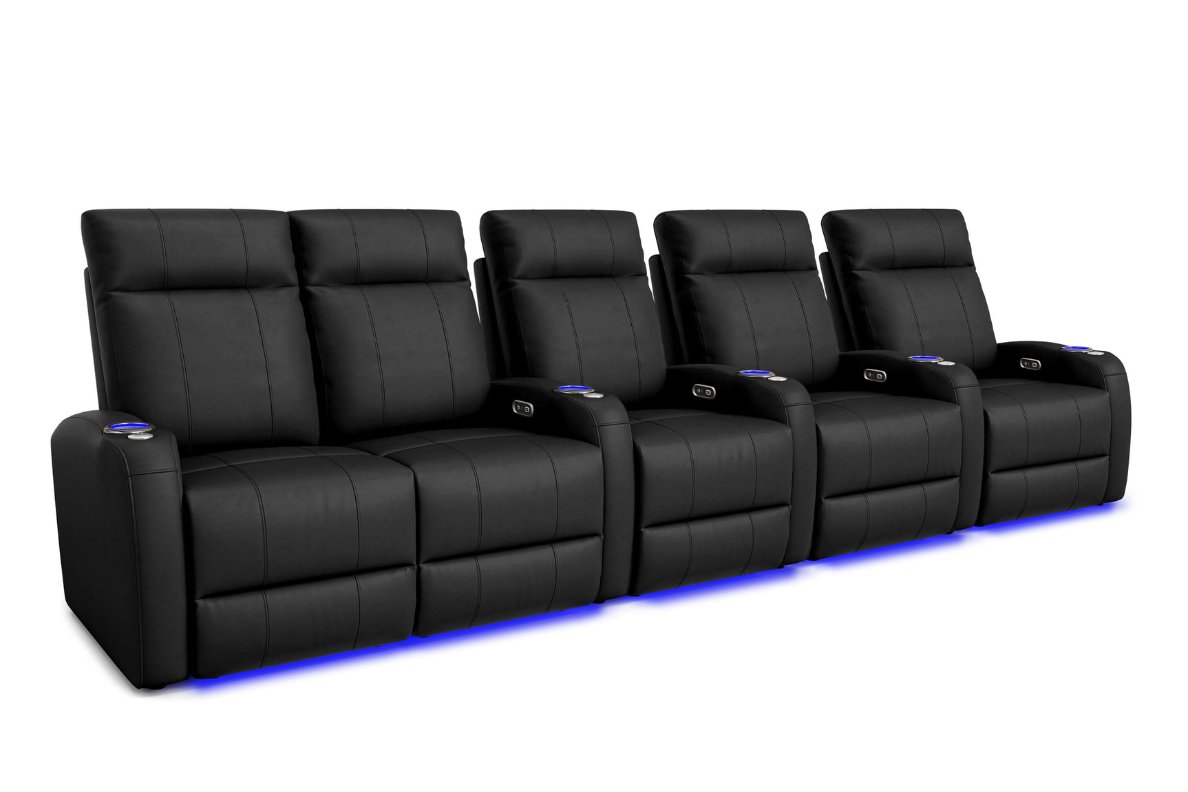 Valencia Syracuse Home Cinema Seating Row of 5 Loveseat Left Black