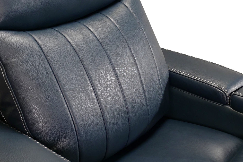 Glasgow Leather Recliner Navy Blue