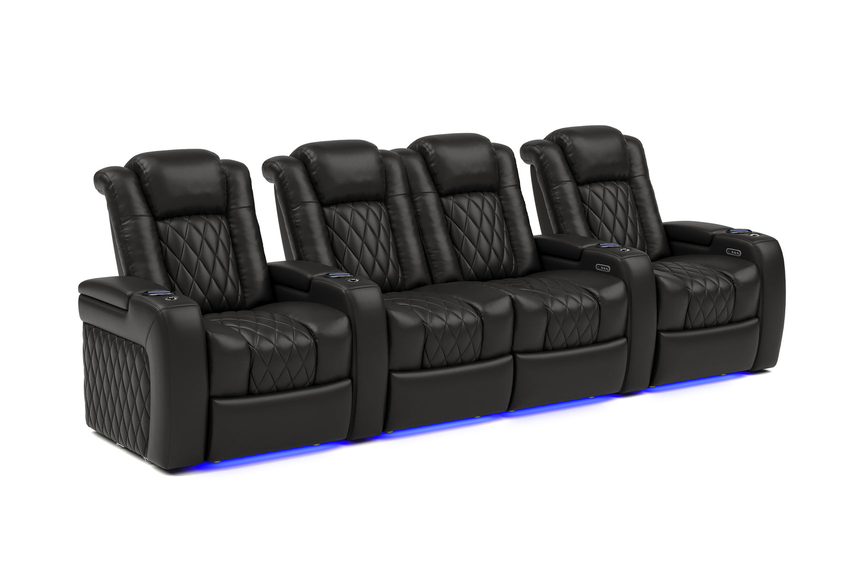 Valencia Tuscany Home Cinema Seating Row of 4 Loveseat Center Black