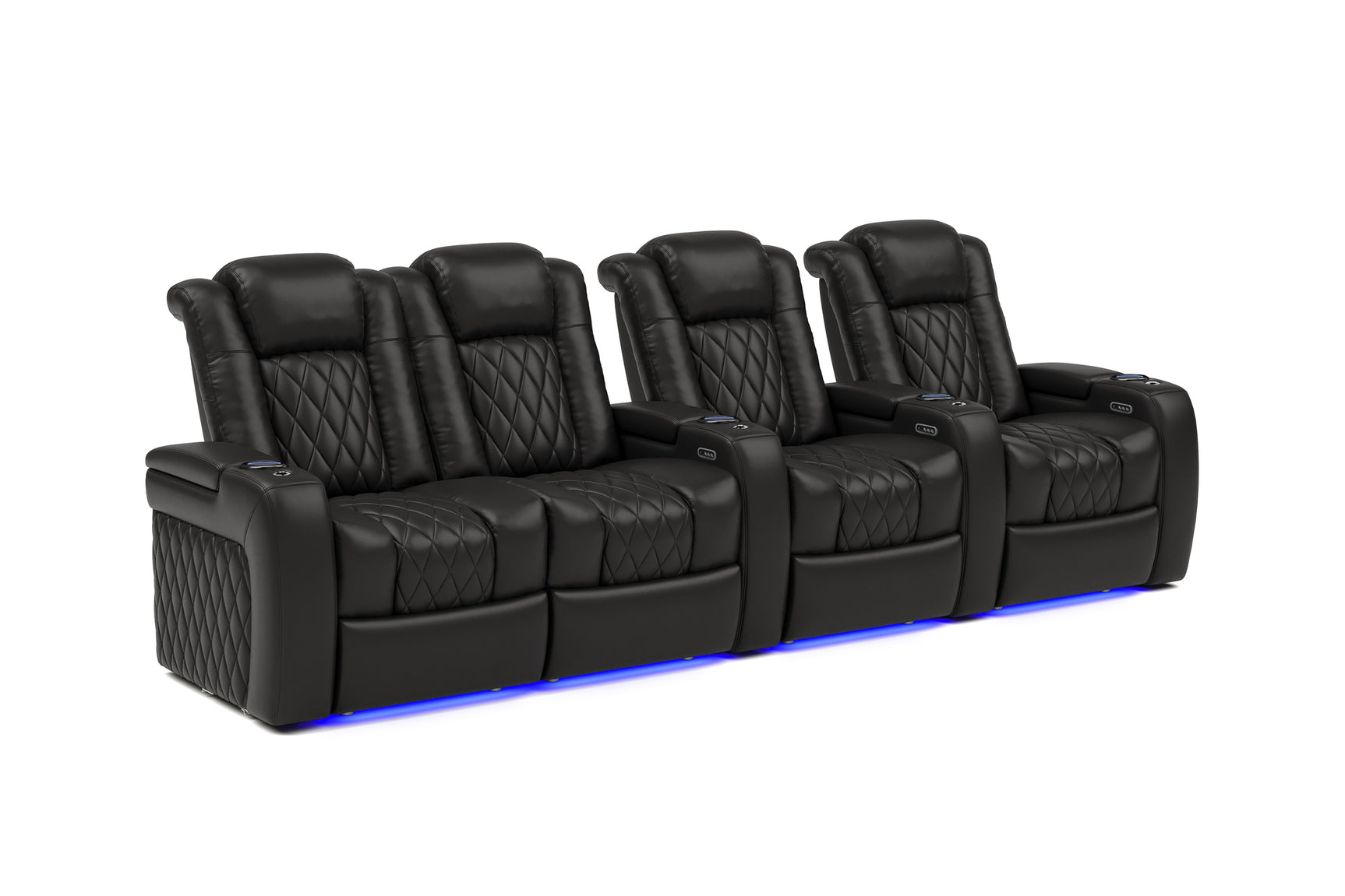 Valencia Tuscany Home Cinema Seating Row of 4 Loveseat Left Black