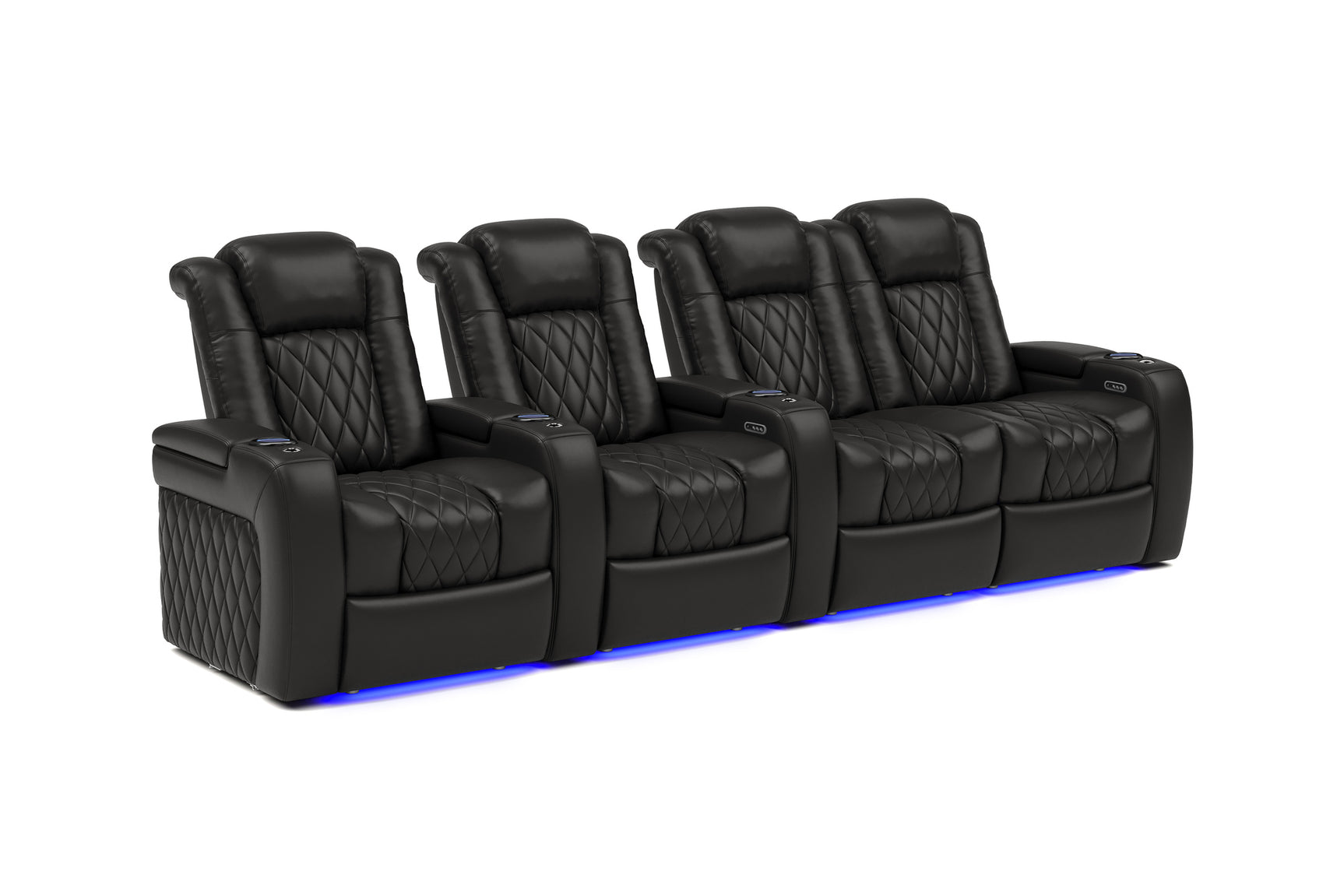 Valencia Tuscany Home Cinema Seating Row of 4 Loveseat Right Black