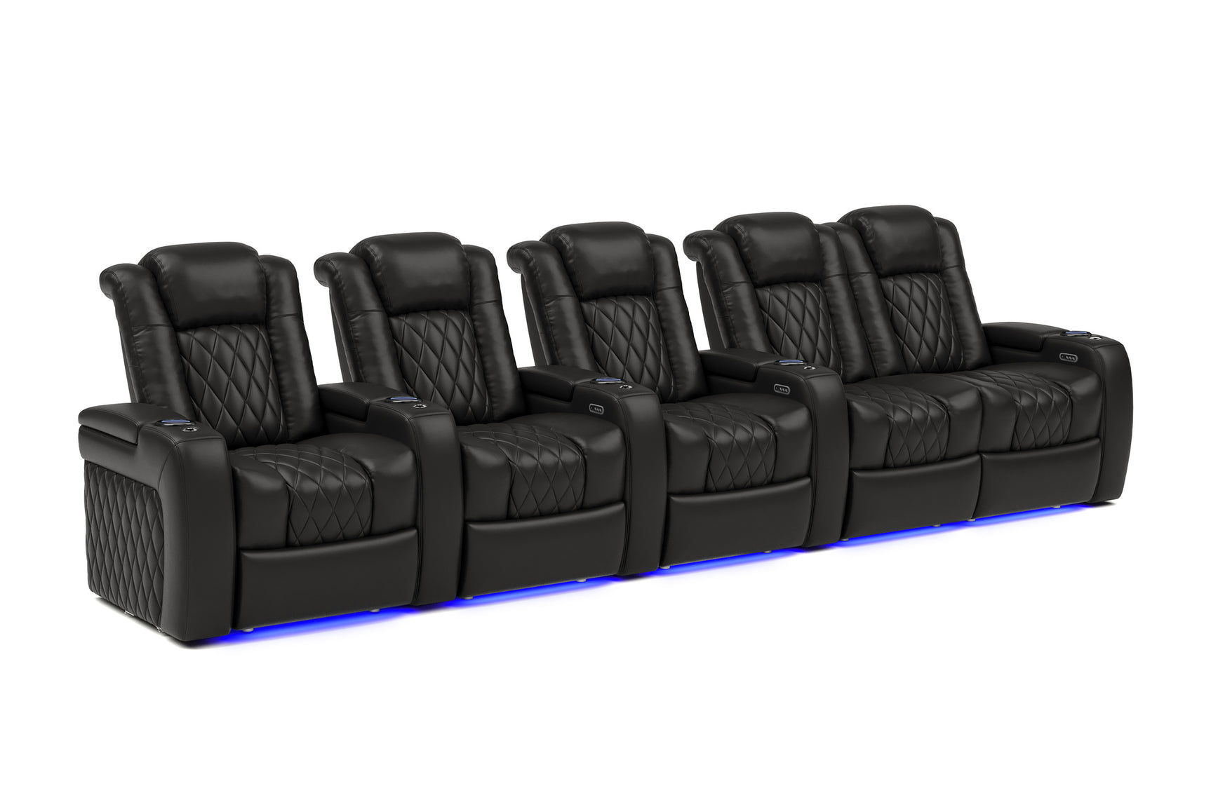 Valencia Tuscany Home Cinema Seating Row of 5 Loveseat Right Black