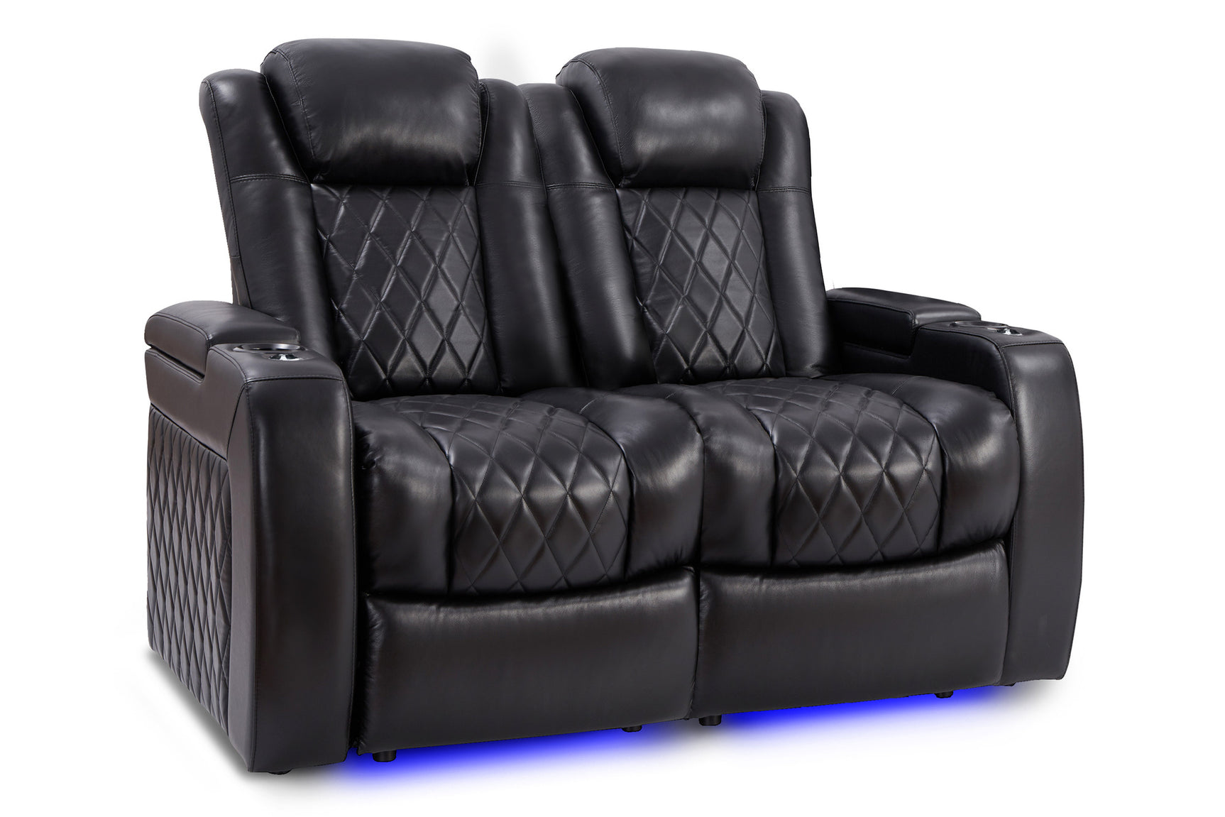 Valencia Tuscany Slim Home Theater Seating Row of 2 Loveseat Midnight Black