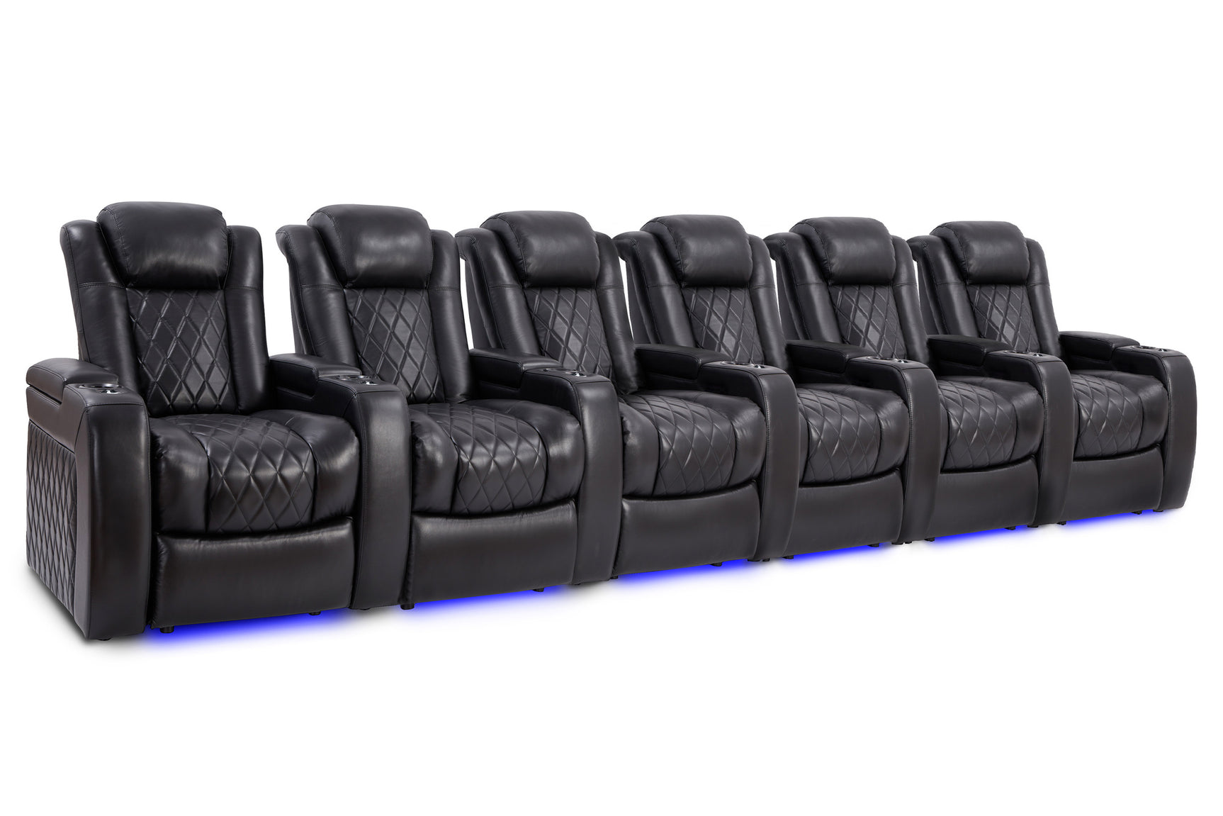 Valencia Tuscany Slim Home Theater Seating Row of 6 Midnight Black
