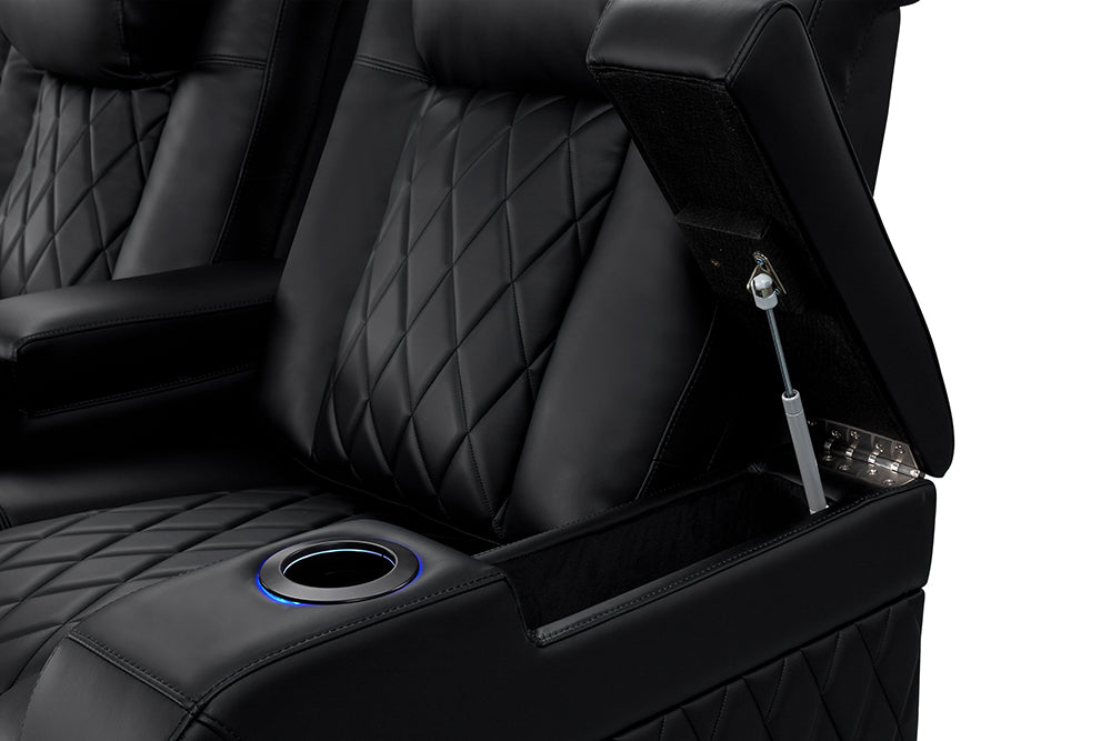 Valencia Tuscany Heat & Massage Home Theater Seating Row of 6 Black