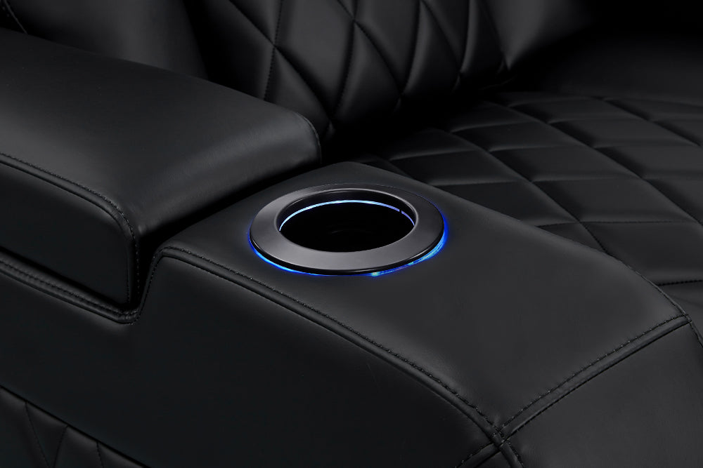 Valencia Tuscany Heat & Massage Home Theater Seating Row of 3 Black