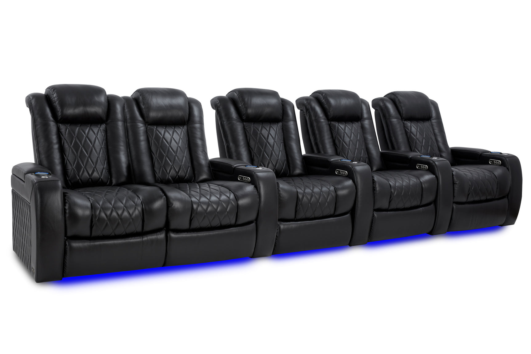 Valencia Tuscany XL Row of 5 Loveseat Left Midnight Black