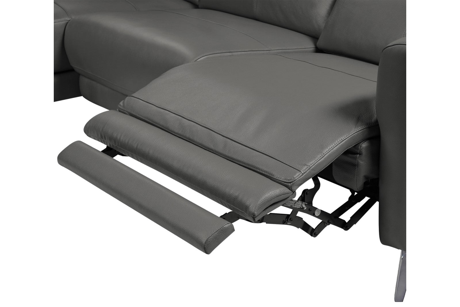 Valencia Andria Modern Left Hand Facing Top Grain Leather Reclining Sectional, Grey