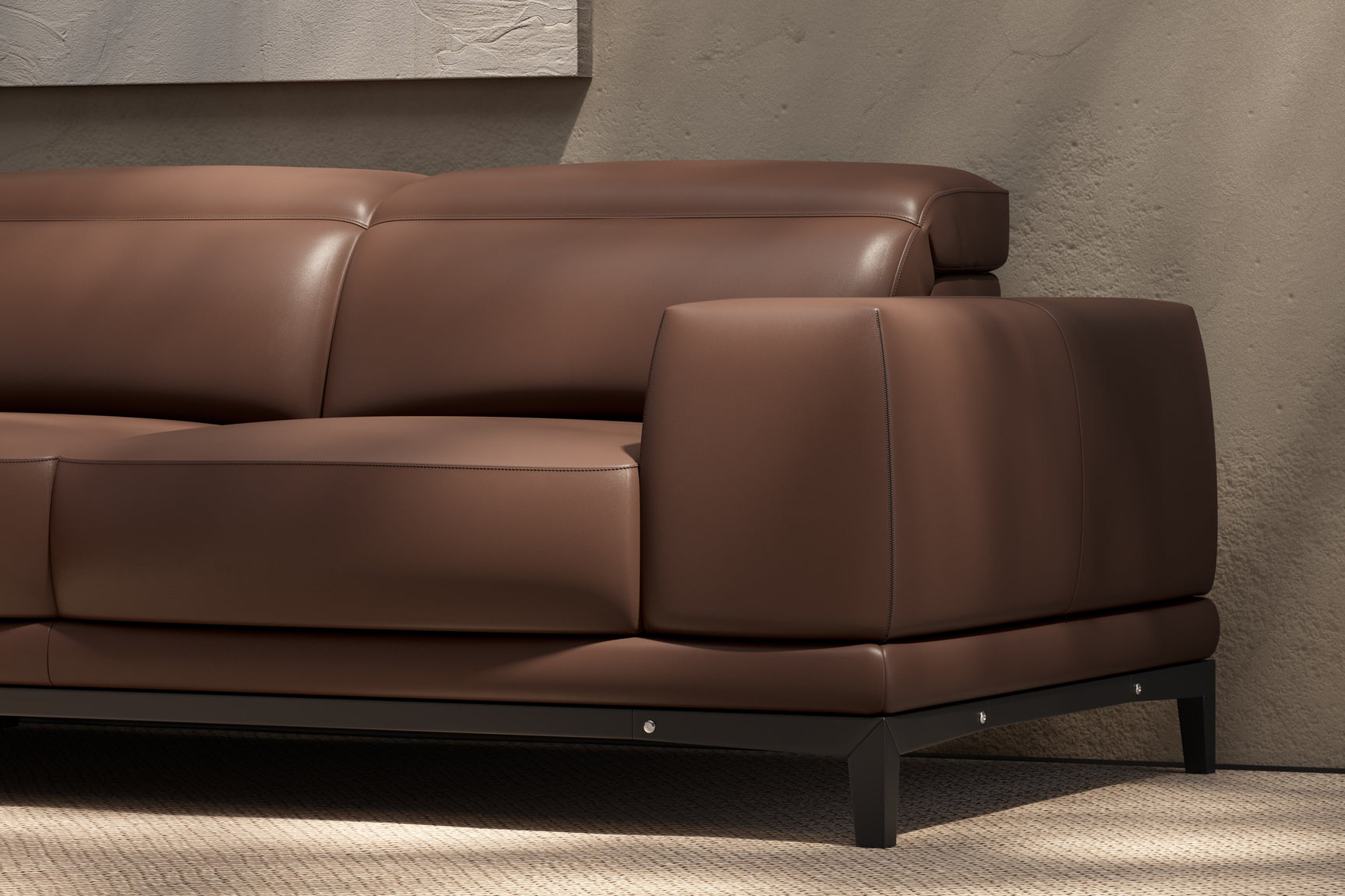 Valletta Sectional Leather Sofa, L-Shape & Left Chaise, Dark Brown