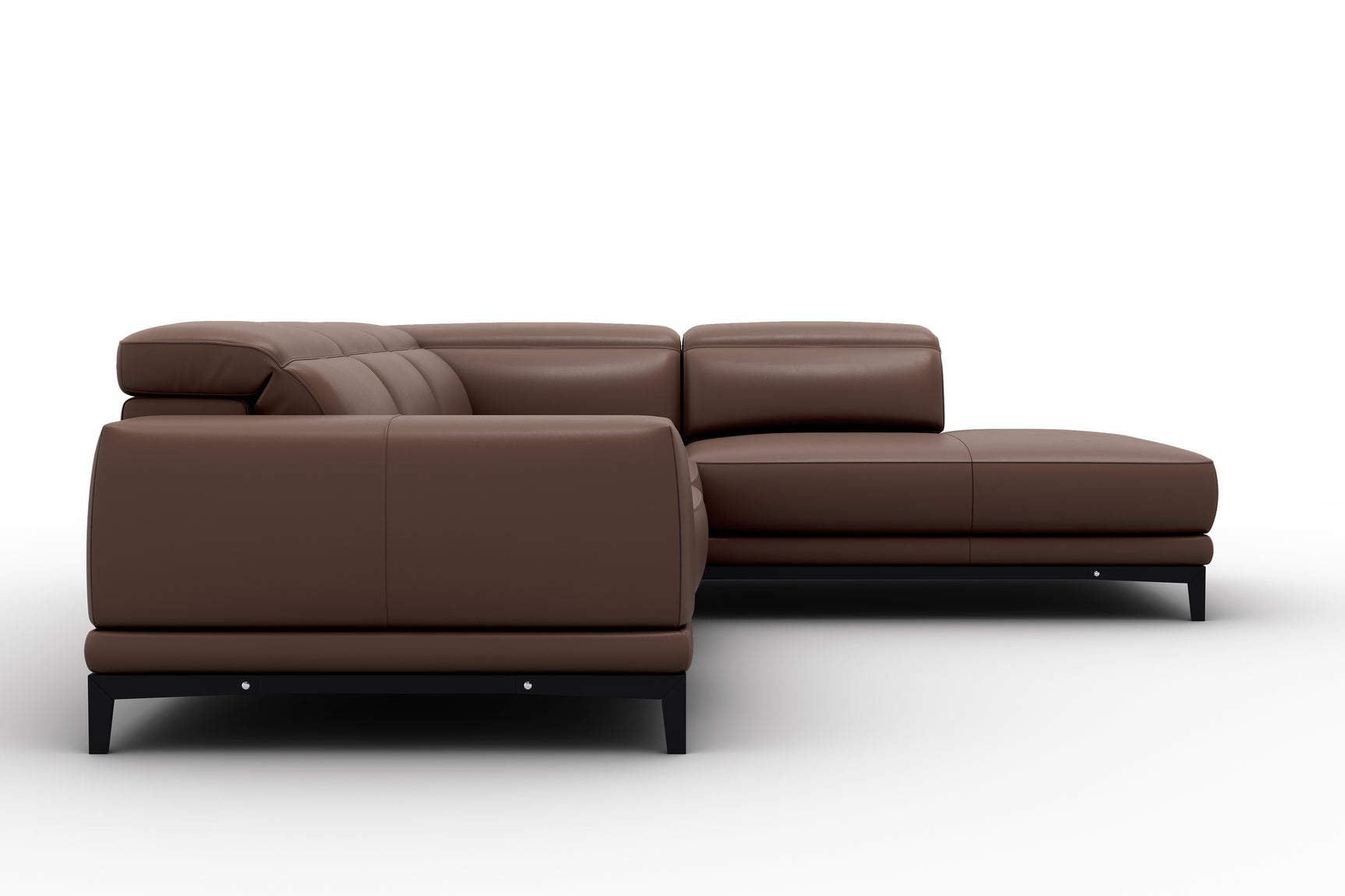 Valletta Sectional Leather Sofa, L-Shape & Right Chaise, Dark Brown
