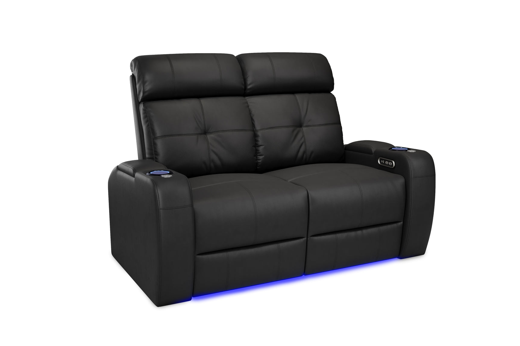 Valencia Verona Power Headrest Row of 2 Loveseat Black