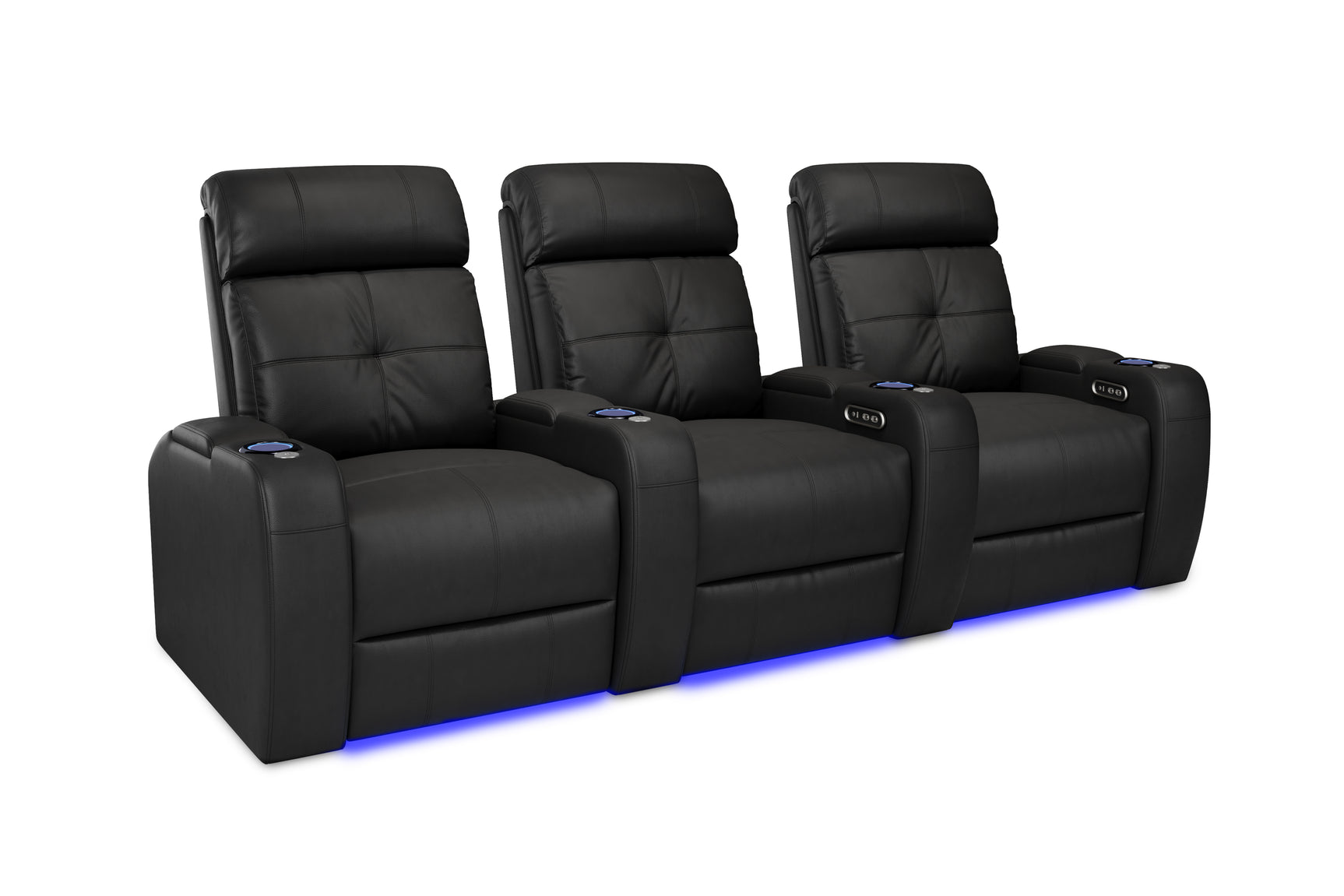 Valencia Verona Power Headrest Row of 3 Black