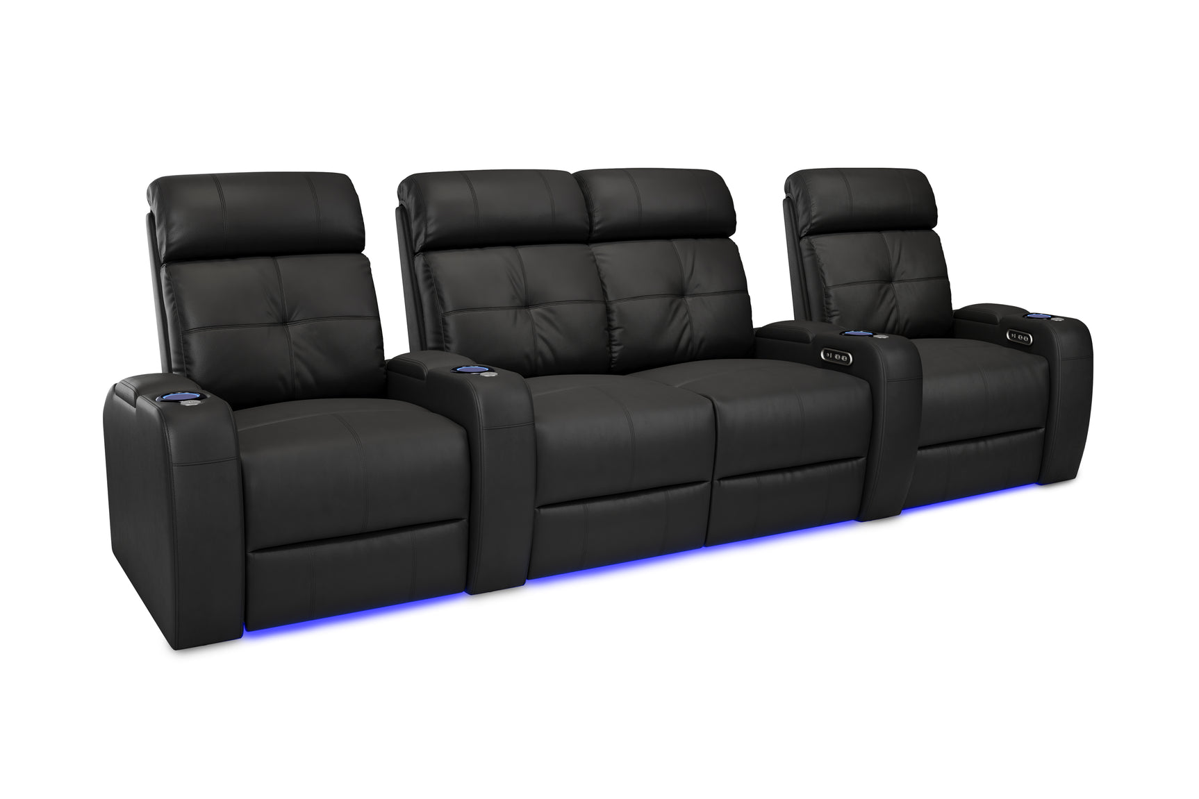 Valencia Verona Power Headrest Row of 4 Loveseat Center Black