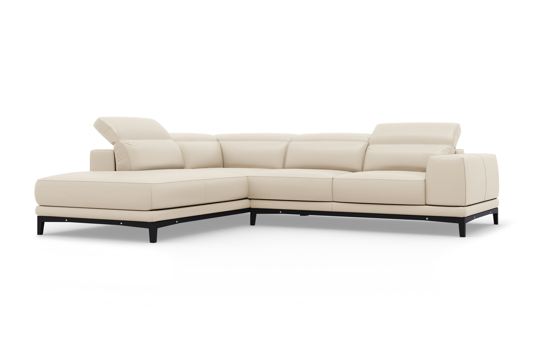 Valencia Valletta Top Grain Leather L-Shape with Left Chaise Sofa, Rose Beige
