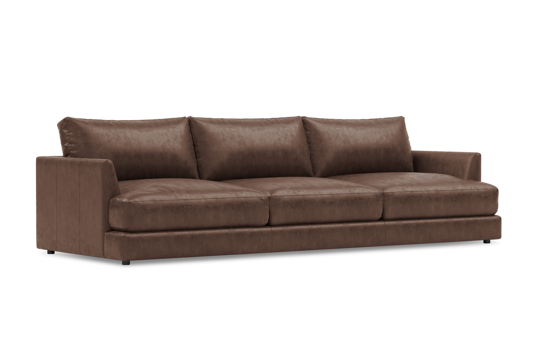Valencia Serena Leather Three Seats Sectional Sofa, Brown