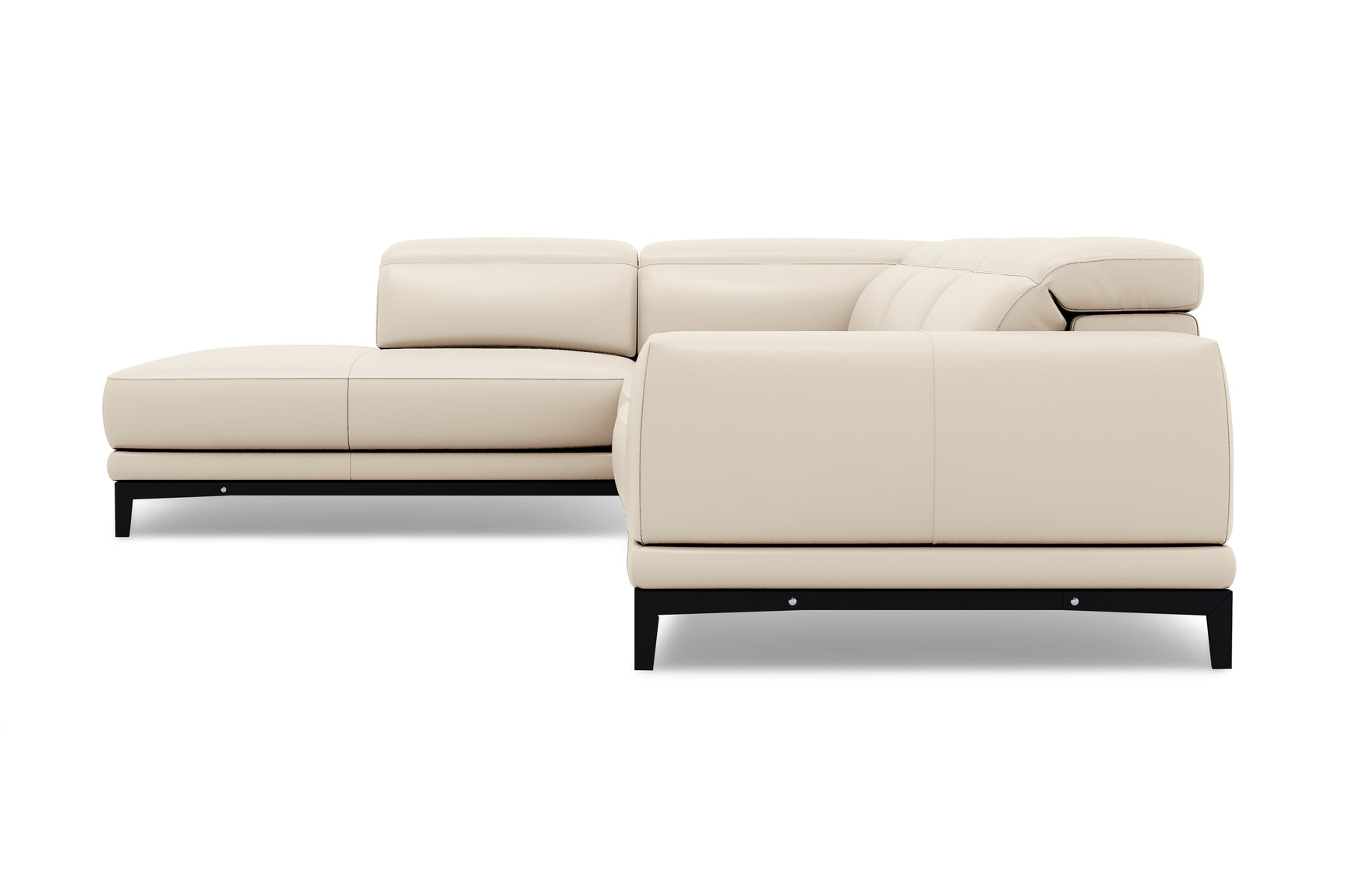 Valencia Valletta Top Grain Leather L-Shape with Left Chaise Sofa, Rose Beige