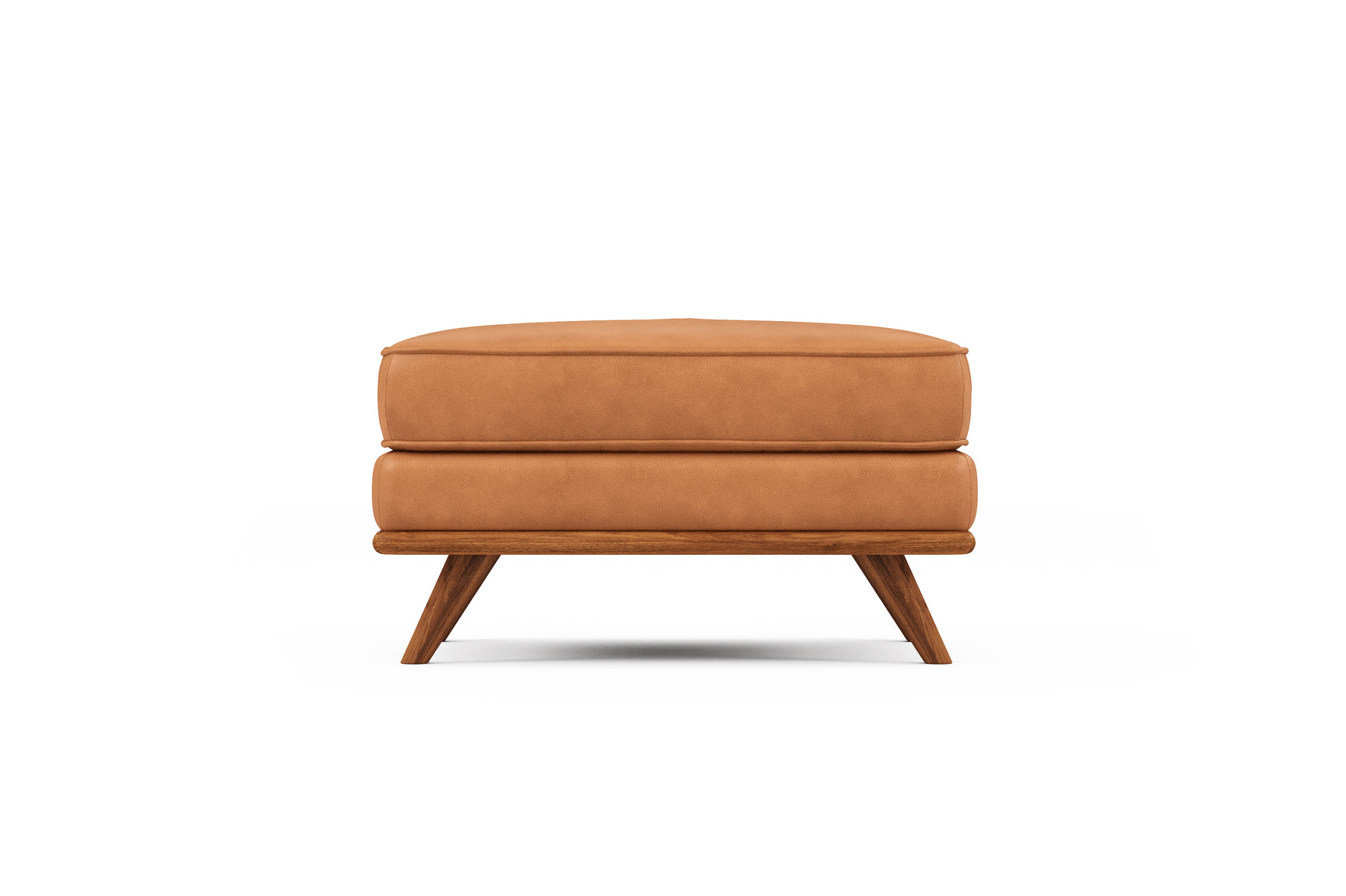 Valencia Artisan Top Grain Leather Ottoman, Cognac Color