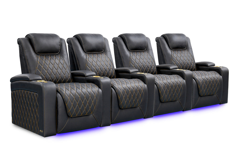 Valencia Oslo Ultimate Luxury Edition Row of 4 Onyx with Gold Stitching
