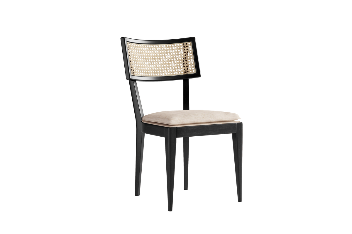 Valencia Harper Modern Woven Cane Dining Chair, Black/Natural Color