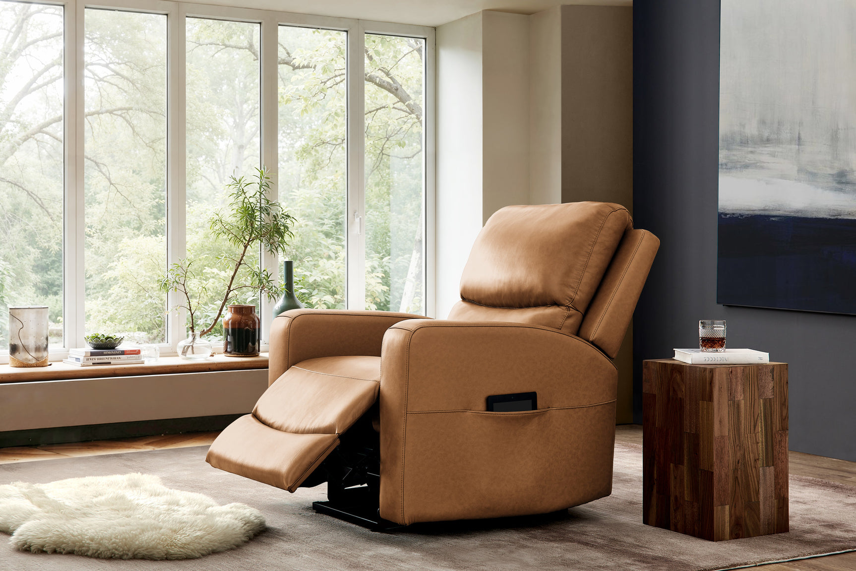 Hector Leather Power Lift Recliner Chair with Heat & Massage