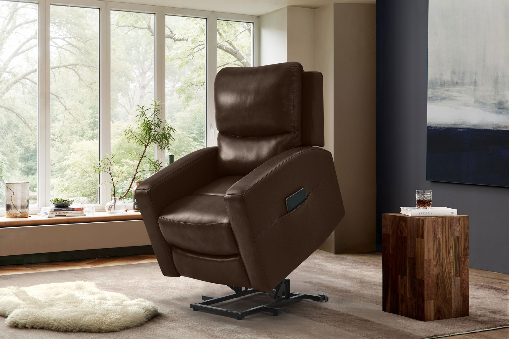 Hector Leather Power Lift Recliner Chair with Heat & Massage