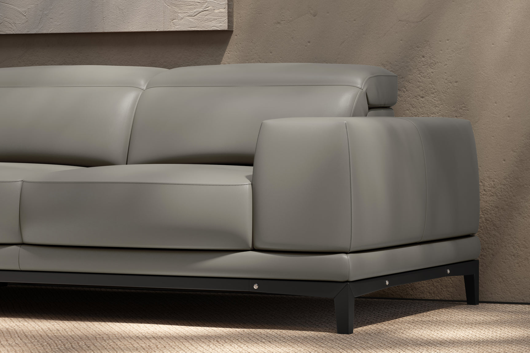 Valencia Valletta Top Grain Leather L-Shape with Left Chaise Sofa, Grey