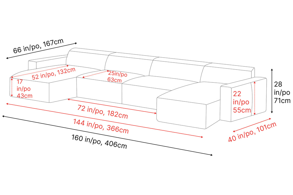 Valencia Nathan Full Aniline Leather Theater Lounge Modular Sofa with Down Feather, Row of 4 Double Chaise, Black Color