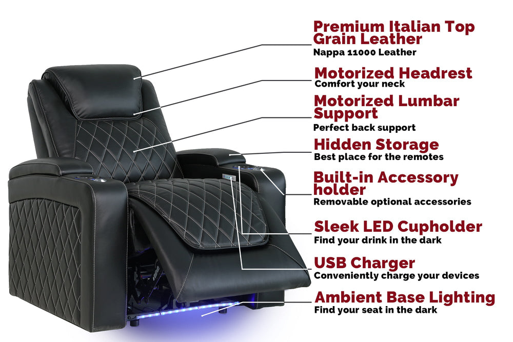 Valencia Oslo Home Cinema Seating, Row of 5, Black