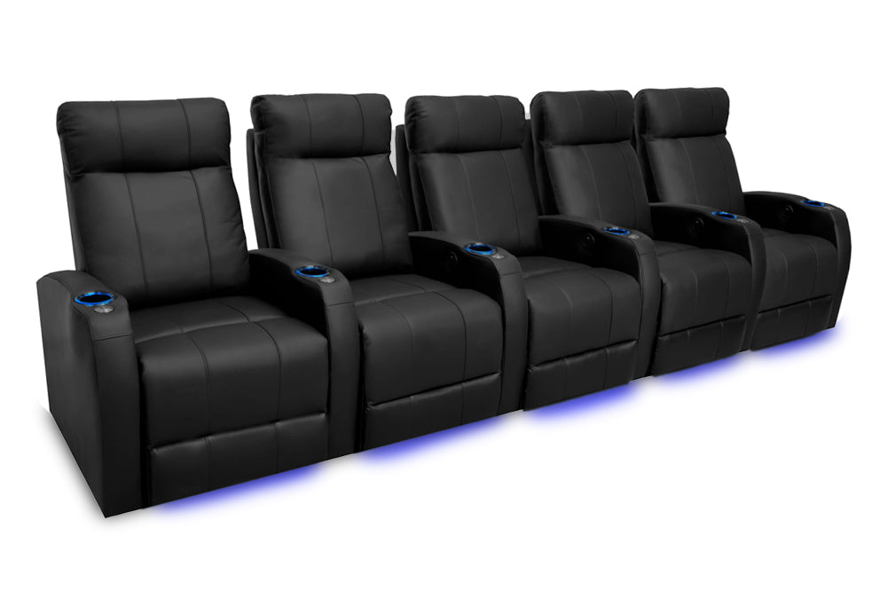 Valencia Syracuse Home Cinema Seating Row of 5 Black