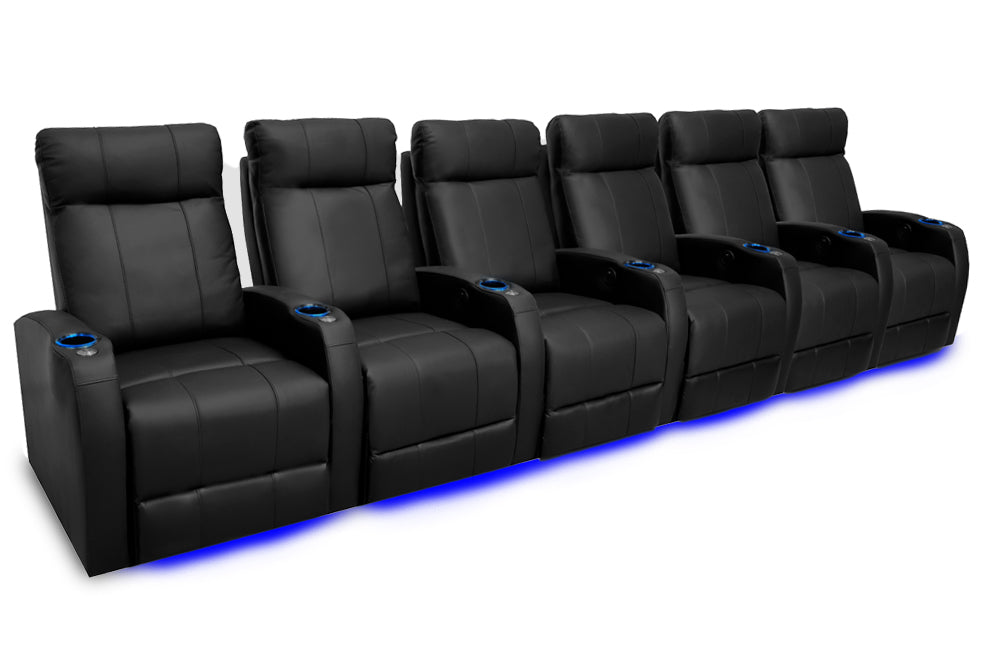Valencia Syracuse Home Cinema Seating Row of 6 Black