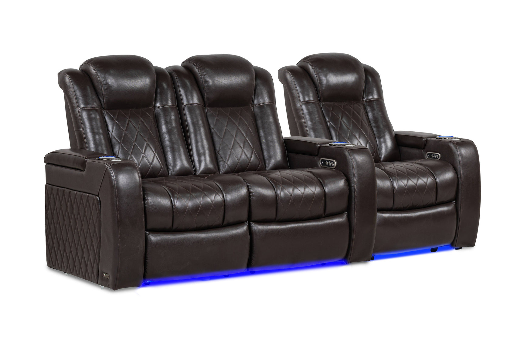 Valencia Tuscany Home Cinema Seating Row of 3 Loveseat Left Dark Chocolate