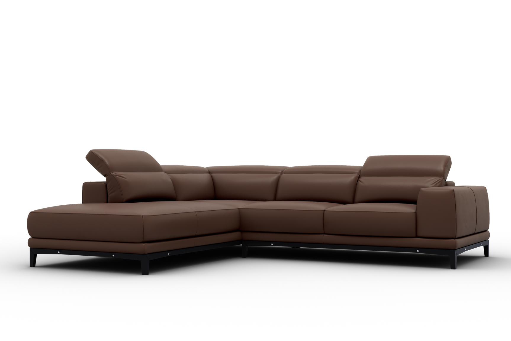 Valletta Sectional Leather Sofa, L-Shape & Left Chaise, Dark Brown