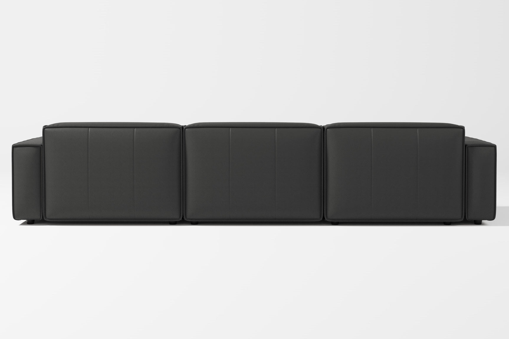 Valencia Nathan Full Aniline Leather Lounge Modular Sofa, Three Seats With Left Chaise, Black Color