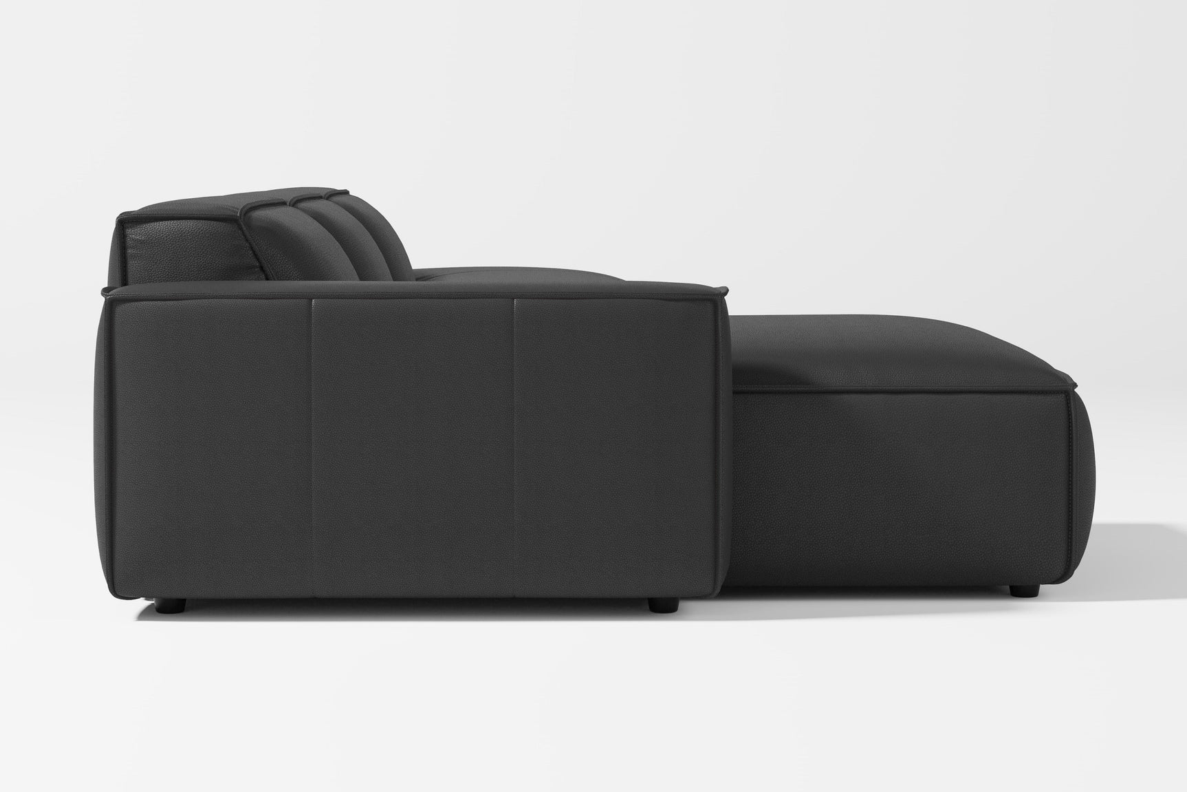Valencia Nathan Full Aniline Leather Lounge Modular Sofa, Three Seats With Left Chaise, Black Color