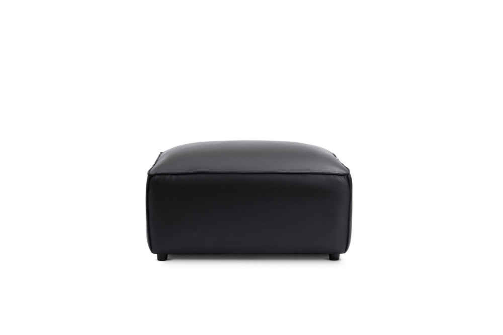 Valencia Nathan Full Aniline Ottoman, Black