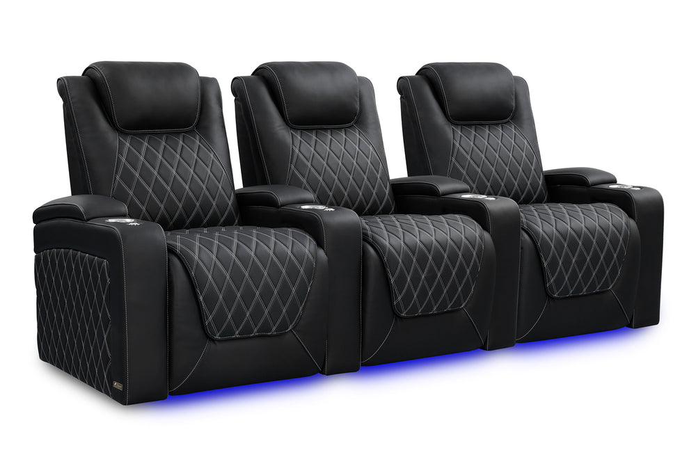 Valencia Oslo Ultimate Luxury Edition Row of 3 Onyx with Silver Stitching