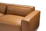Valencia Nathan Full Aniline Leather Theater Lounge Modular Sofa with Down Feather, Row of 4 with 2 Chaises, Caramel Brown Color