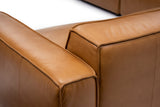 Valencia Nathan Full Aniline Leather Theater Lounge Modular Sofa with Down Feather, Row of 4 with 2 Chaises, Caramel Brown Color