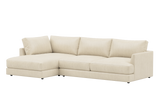Valencia Serena Leather Three Seats with Left Chaise Sectional Sofa, Beige