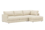 Valencia Serena Leather Three Seats with Right Chaise Sectional Sofa, Beige