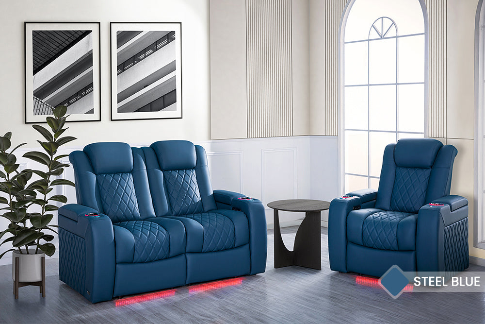 Valencia Tuscany Ultimate Luxury Edition Row of 3 Loveseat Right Steel Blue