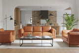 Valencia Artisan Top Grain Leather Loveseat Sofa, Cognac Color