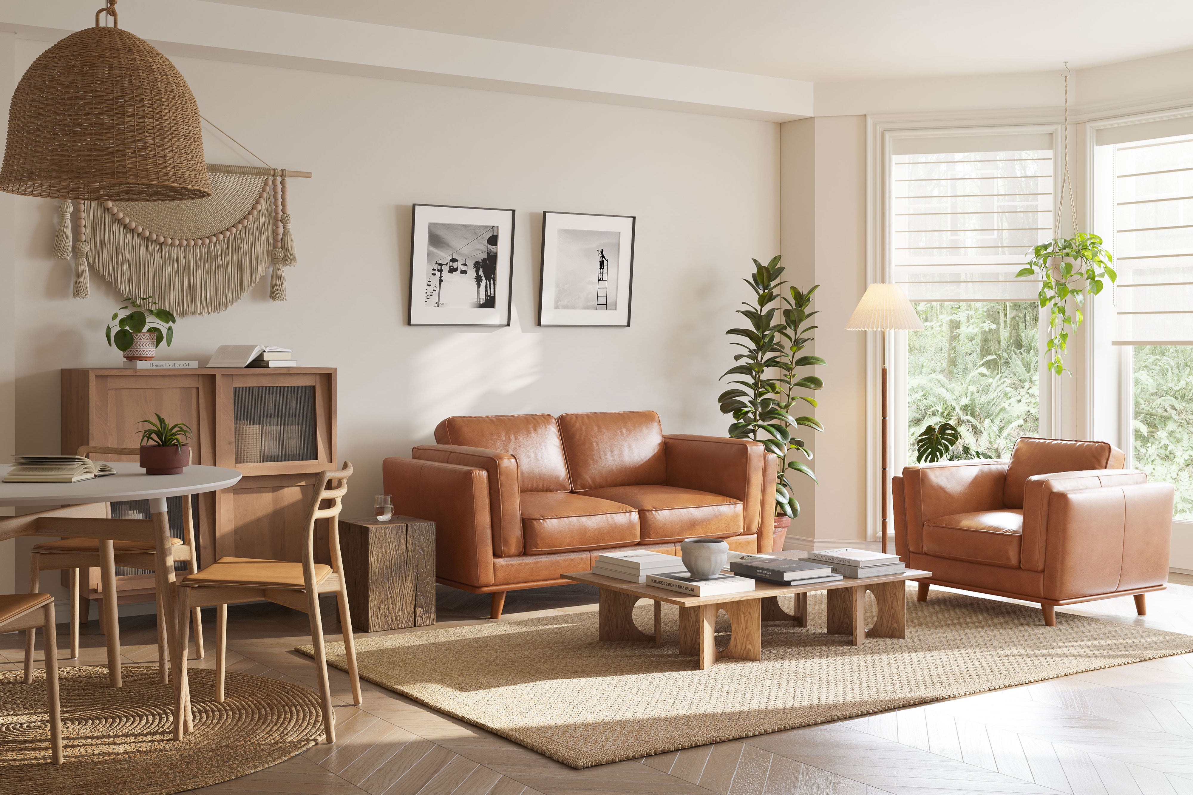 Accent chair with brown leather deals couch