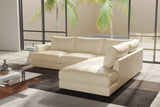 Valencia Serena Leather L-shape with Right Chaise Sectional Sofa, Beige